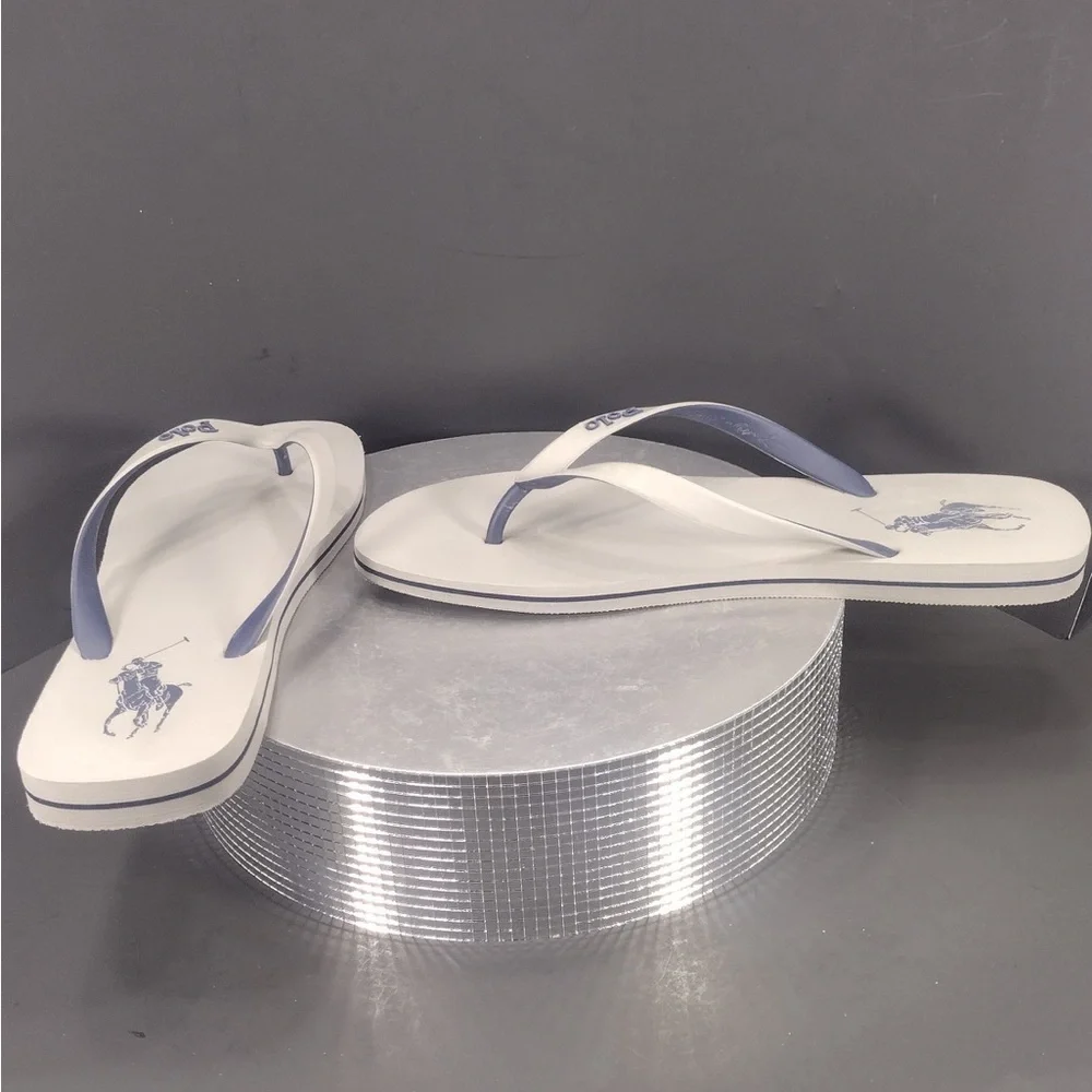 Polo White and Blue Flip Flops size 13/14 pre owned Exellent condition